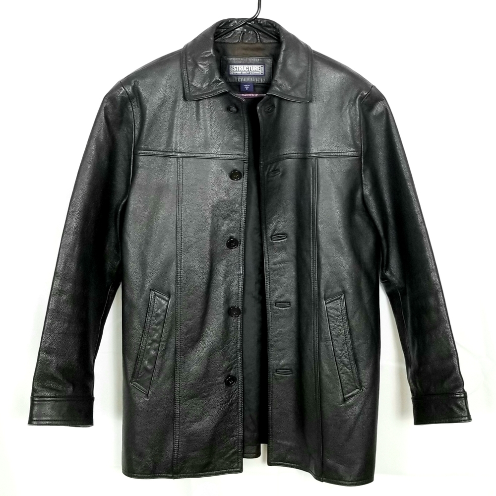 Structure Heavyweight Pebbled Leather Coat
